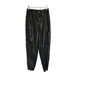 Madden NYC Faux Leather Cargo Jogger Size Small Pull on Black